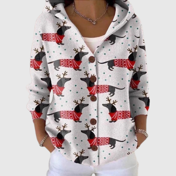 Cardigan Komfort mit Kapuze aus Strick